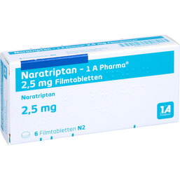 Abbildung: Naratriptan 1A Pharma 2,5 mg Filmtabletten 6 St, Filmtabletten PZN 09322509