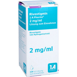 Abbildung: Rivastigmin 1A Pharma 2 mg / ml Lösung z. Einnehmen 120 ml, Lösung zum Einnehmen PZN 09322722