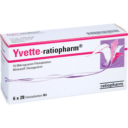 Abbildung: Yvette ratiopharm 75 Mikrogramm Filmtabletten 168 St, Filmtabletten PZN 09326097