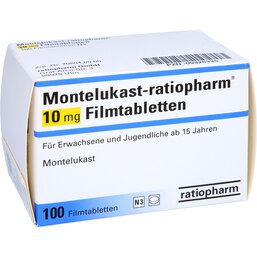 Abbildung: Montelukast ratiopharm 10 mg Filmtabletten 100 St, Filmtabletten PZN 09326335