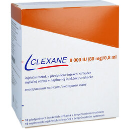 Abbildung: Clexane 80 mg 0,8 ml Fertigspritzen mit Sicherheitssystem 10 St, Injektionslösung in einer Fertigspritze PZN 09326884