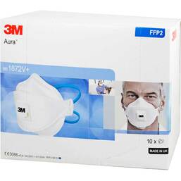 Abbildung: Atemschutzmaske 3M 1872V + mit Ventil Aura FFP2 10 St PZN 09328050