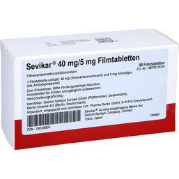 Abbildung: Sevikar 40 mg / 5 mg Filmtabletten 98 St, Filmtabletten PZN 09338930