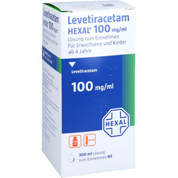 Abbildung: Levetiracetam Hexal 100 mg / ml mit 10ml-Dosierspritze 300 ml, Lösung zum Einnehmen PZN 09338999