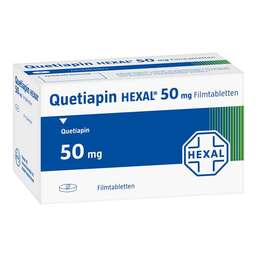 Abbildung: Quetiapin Hexal 50 mg Filmtabletten 10 St, Filmtabletten PZN 09339131