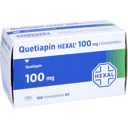 Abbildung: Quetiapin Hexal 100 mg Filmtabletten 100 St, Filmtabletten PZN 09339183