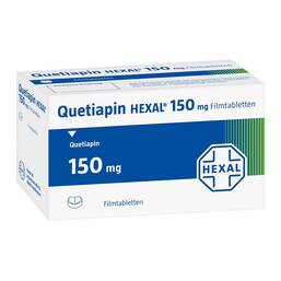Abbildung: Quetiapin Hexal 150 mg Filmtabletten 50 St, Filmtabletten PZN 09339214