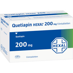 Abbildung: Quetiapin Hexal 200 mg Filmtabletten 20 St, Filmtabletten PZN 09339237