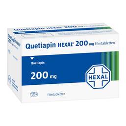 Abbildung: Quetiapin Hexal 200 mg Filmtabletten 50 St, Filmtabletten PZN 09339243