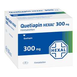 Abbildung: Quetiapin Hexal 300 mg Filmtabletten 100 St, Filmtabletten PZN 09339295