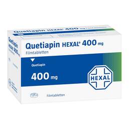 Abbildung: Quetiapin Hexal 400 mg Filmtabletten 50 St, Filmtabletten PZN 09339326