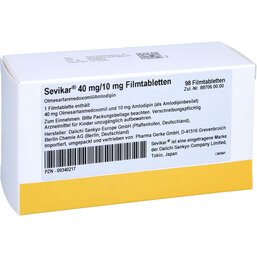 Abbildung: Sevikar 40 mg / 10 mg Filmtabletten 98 St, Filmtabletten PZN 09340217