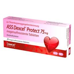 Abbildung: ASS Dexcel Protect 75 mg magensaftresistent Tabletten Tabletten magensaftresistent, 20 St PZN 09372826