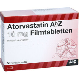 Abbildung: Atorvastatin AbZ 10 mg Filmtabletten 50 St, Filmtabletten PZN 09374848