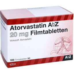 Abbildung: Atorvastatin AbZ 20 mg Filmtabletten 100 St, Filmtabletten PZN 09374883