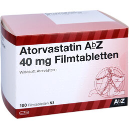 Abbildung: Atorvastatin AbZ 40 mg Filmtabletten 100 St, Filmtabletten PZN 09374920