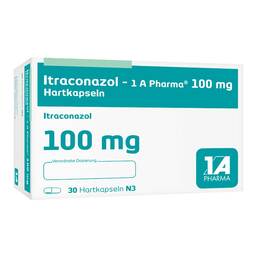 Abbildung: Itraconazol 1A Pharma 100 mg Hartkapseln 30 St, Hartkapseln PZN 09384172