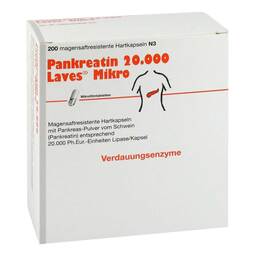 Abbildung: Pankreatin 20000 Laves Mikro magensaftresistent Kapseln 200 St, Kapseln magensaftresistent PZN 09385823