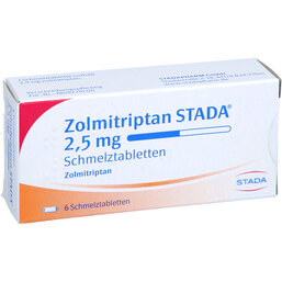 Abbildung: Zolmitriptan STADA 2,5 mg Schmelztabletten 6 St, Schmelztabletten PZN 09389672