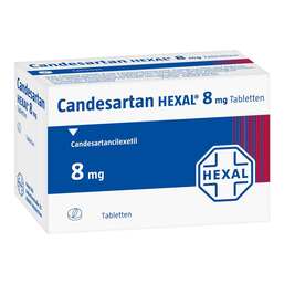 Abbildung: Candesartan Hexal 8 mg Tabletten 28 St, Tabletten PZN 09390586