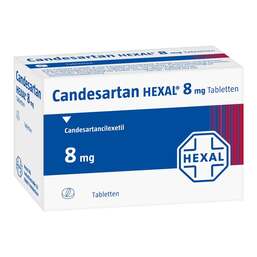 Abbildung: Candesartan Hexal 8 mg Tabletten 56 St, Tabletten PZN 09390592