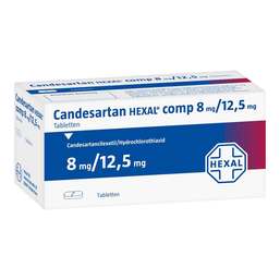Abbildung: Candesartan Hexal comp 8 mg / 12,5 mg Tabletten 56 St, Tabletten PZN 09390698