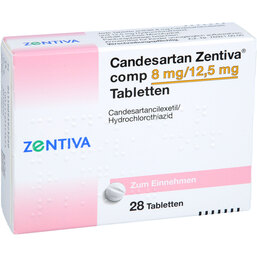 Abbildung: Candesartan Zentiva comp 8 mg / 12,5 mg Tabletten 28 St, Tabletten PZN 09392326