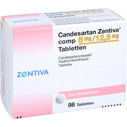 Abbildung: Candesartan Zentiva comp 8 mg / 12,5 mg Tabletten 98 St, Tabletten PZN 09392349