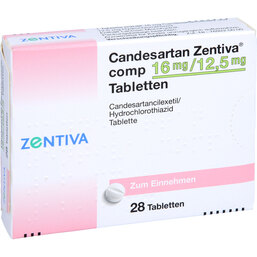 Abbildung: Candesartan Zentiva comp 16 mg / 12,5 mg Tabletten 28 St, Tabletten PZN 09392355