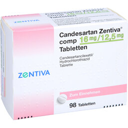 Abbildung: Candesartan Zentiva comp 16 mg / 12,5 mg Tabletten 98 St, Tabletten PZN 09392378