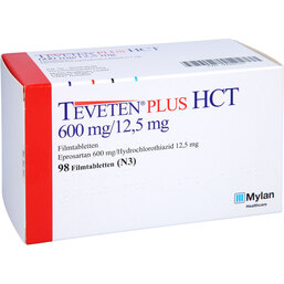 Abbildung: Teveten Plus HCT 600 mg / 12,5 mg Filmtabletten 98 St, Filmtabletten PZN 09394331