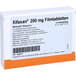 Abbildung: Xifaxan 200 mg Filmtabletten 12 St, Filmtabletten PZN 09396726