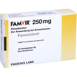 Abbildung: Famvir 250 mg Filmtabletten 15 St, Filmtabletten PZN 09396910