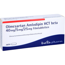 Abbildung: Olmesartan Amlodipin HCT beta 40mg / 5mg / 25mg Fta 28 St, Filmtabletten PZN 09422820