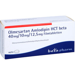 Abbildung: Olmesartan Amlodipin HCT beta 40mg / 10mg / 12,5mg Fta 98 St, Filmtabletten PZN 09422889