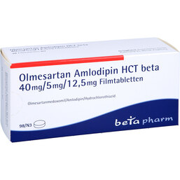 Abbildung: Olmesartan Amlodipin HCT beta 40mg / 5mg / 12,5mg Fta 98 St, Filmtabletten PZN 09422955