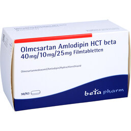 Abbildung: Olmesartan Amlodipin HCT beta 40mg / 10mg / 25mg Fta 98 St, Filmtabletten PZN 09422984