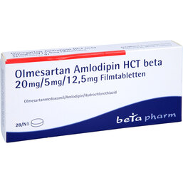 Abbildung: Olmesartan Amlodipin HCT beta 20mg / 5mg / 12,5mg Fta 28 St, Filmtabletten PZN 09422990