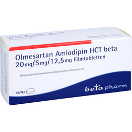 Abbildung: Olmesartan Amlodipin HCT beta 20mg / 5mg / 12,5mg Fta 98 St, Filmtabletten PZN 09423015
