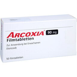 Abbildung: Arcoxia 90 mg Filmtabletten 50 St, Filmtabletten PZN 09423699