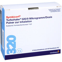 Abbildung: Symbicort Turbohaler 320 / 9 µg / Dosis 60 ED 3 St, Inhalationspulver PZN 09424233