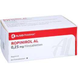 Abbildung: Ropinirol AL 0,25 mg Filmtabletten 84 St, Filmtabletten PZN 09424380