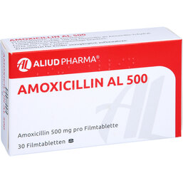 Abbildung: Amoxicillin AL 500 Filmtabletten 30 St, Filmtabletten PZN 09424405
