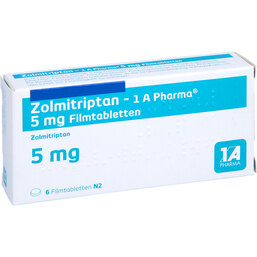 Abbildung: Zolmitriptan 1A Pharma 5 mg Filmtabletten 6 St, Filmtabletten PZN 09427390