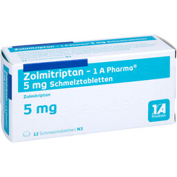 Abbildung: Zolmitriptan 1A Pharma 5 mg Schmelztabletten 12 St, Schmelztabletten PZN 09427467