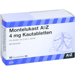Abbildung: Montelukast AbZ 4 mg Kautabletten 50 St, Kautabletten PZN 09434562