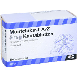 Abbildung: Montelukast AbZ 5 mg Kautabletten 50 St, Kautabletten PZN 09434585