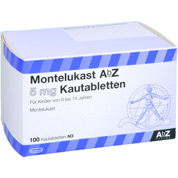 Abbildung: Montelukast AbZ 5 mg Kautabletten 100 St, Kautabletten PZN 09434591