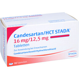 Abbildung: Candesartan / HCT STADA 16 mg / 12,5 mg Tabletten 98 St, Tabletten PZN 09444448