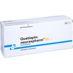 Abbildung: Quetiapin neuraxpharm 50 mg Filmtabletten 50 St, Filmtabletten PZN 09445548